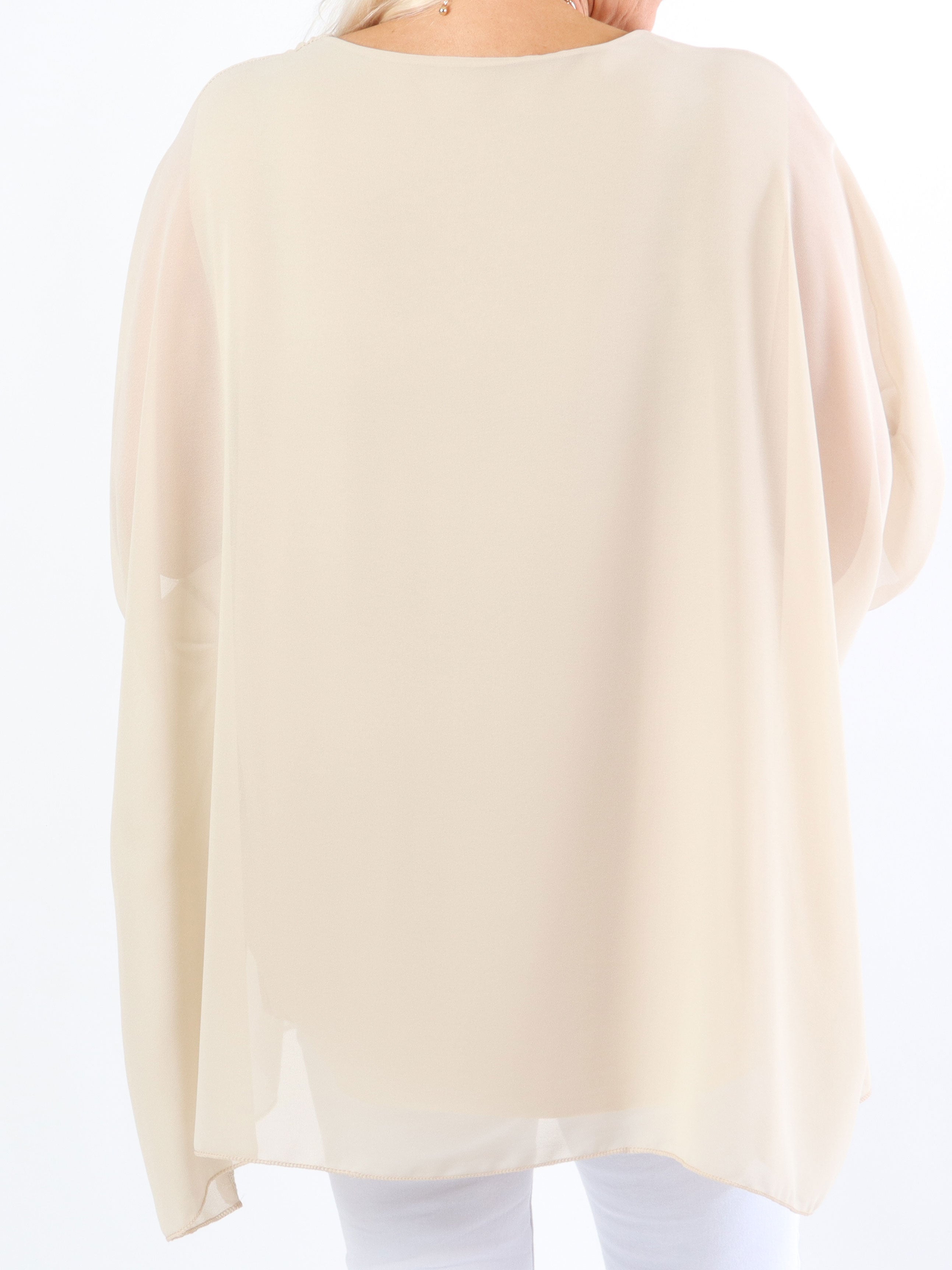 Patty - Sød plus size tunika med chiffonlag yderst